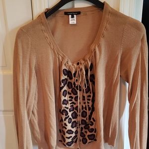 NANETTE LEPORE Leopard Print Cardigan Sweater